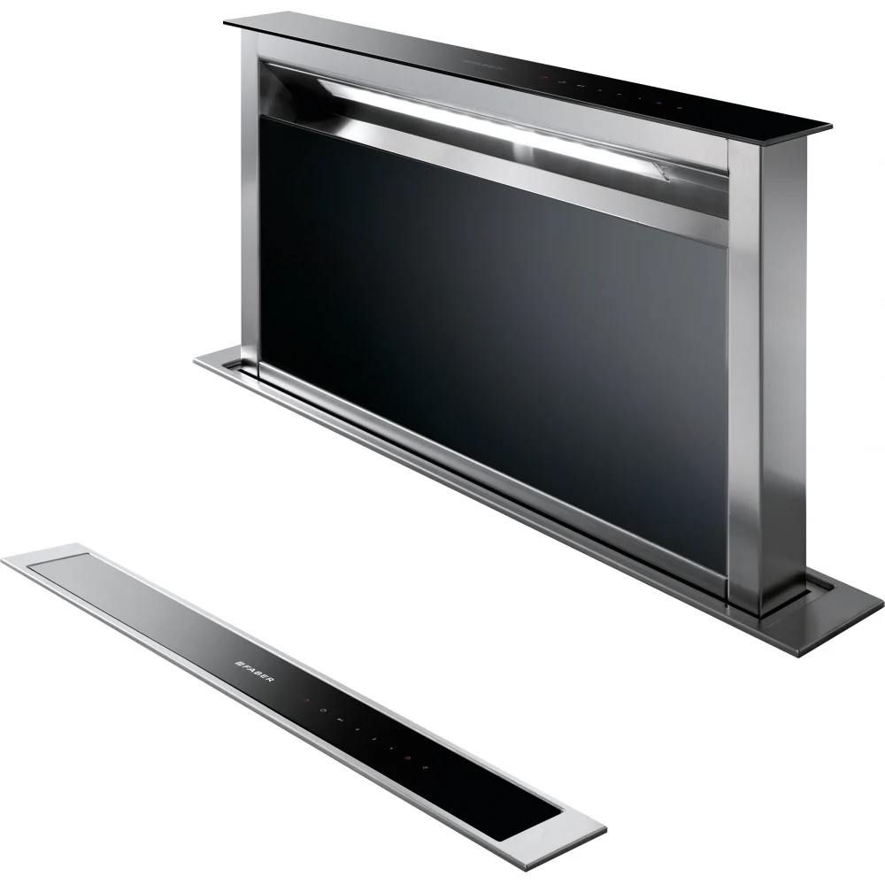 Faber Fabula EV8+ BK A90/2 black glass downdraft hood