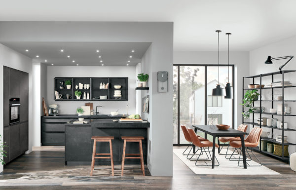 Nobilia Speed Kitchen - Modern handless style - Black concrete finish