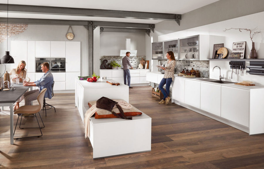Nobilia Inline 551 Modern Kitchen in honed alpine white handless
