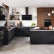 Riva Kitchen by Nobilia in Lacquered black and walnut including LED accents.