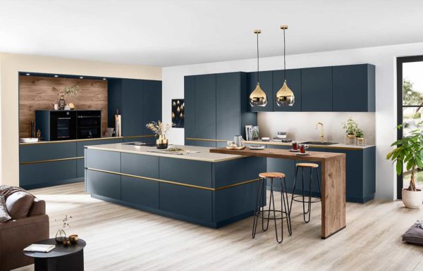 Modern Kitchen - Easytouch - No Fingerprint - Nobilia in Fjord Blue