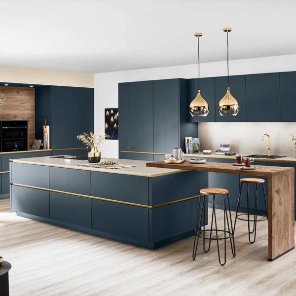 Modern Kitchen - Easytouch - No Fingerprint - Nobilia in Fjord Blue