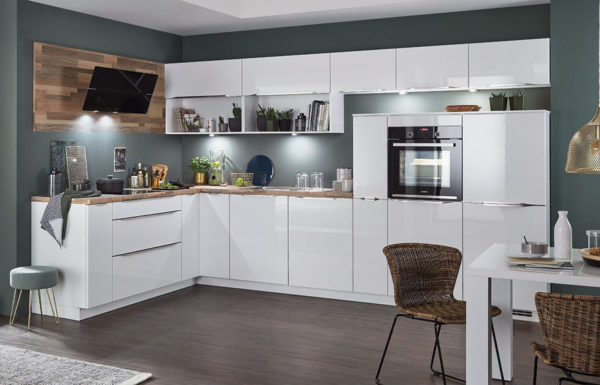 Nobilia Lux Kitchen - German Quality - Modern handless style in alpine white high gloss finish