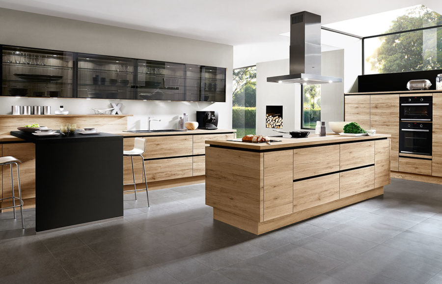 Nobilia Riva Kitchen - Modern handless style - Sanremo Oak Wood Texture Kitchen