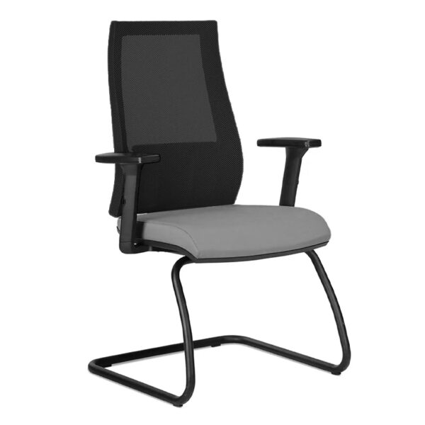 Mesh back chair for waiting area with metal legs