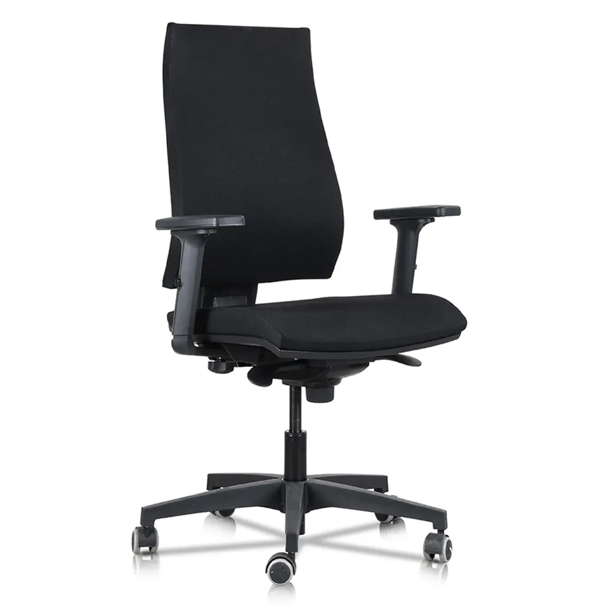 Upholstered desk chair in black fabric