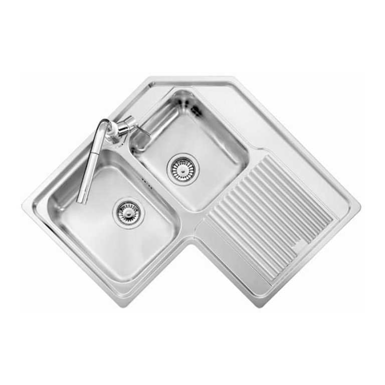 Telma Stainless Steel corner sink 2 Bowl 1 Drainer Oxford House