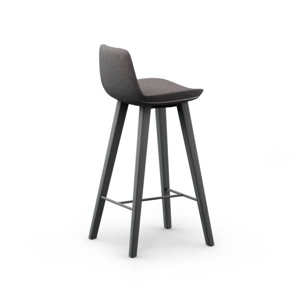 Dark grey fabric bar stool with dark wooden legs