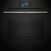 Bosch HRG7784B1 built-in oven with black finish, AirFry, Steam Assist, Pyrolysis self-cleaning, and TFT touch display.