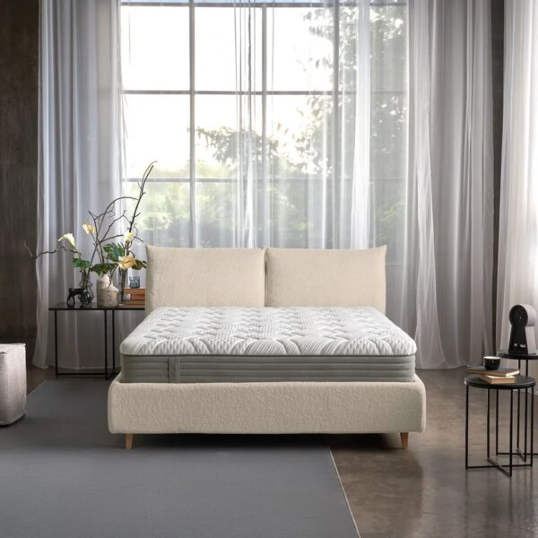 Evoke Mattress by Dorelan with Fibersan-treated fabric for a breathable, fresh, and hypoallergenic surface that ensures comfort and support.