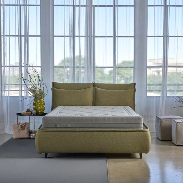 Dorelan Levant Mattress showcasing Twin System spring technology, Fisiomassage system, and organic cotton padding