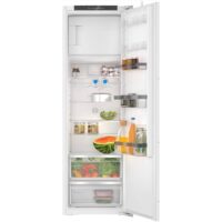 Bosch KIL82VFE0 built-in undercounter fridge, integrated into kitchen units, door closed, showcasing LED interior lighting and compact design.