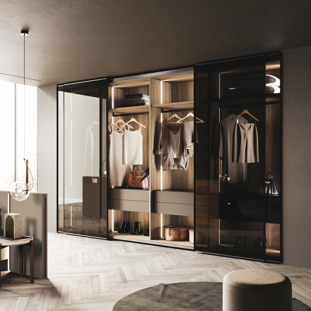 Modern Glass with interior light wardrobe