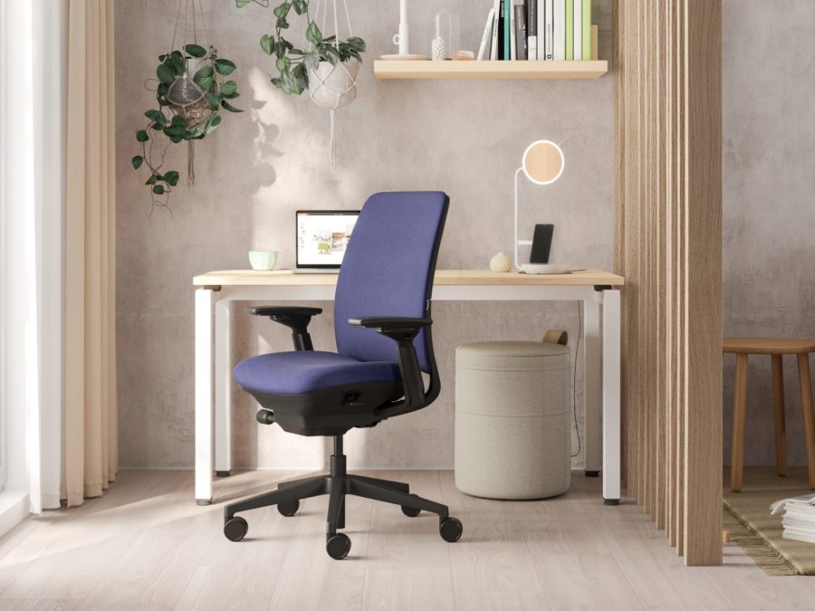 Home office with Americas leading furniture company in wood and white legs
