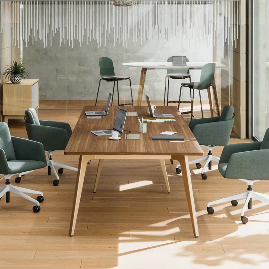 Steelcase meeting table in wood finish