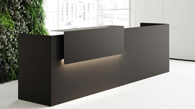 Black minimal reception desk