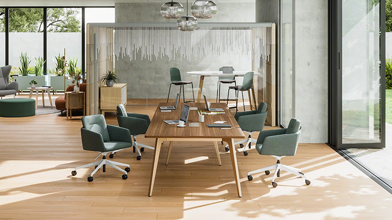 Sleek modern wooden top meeting table