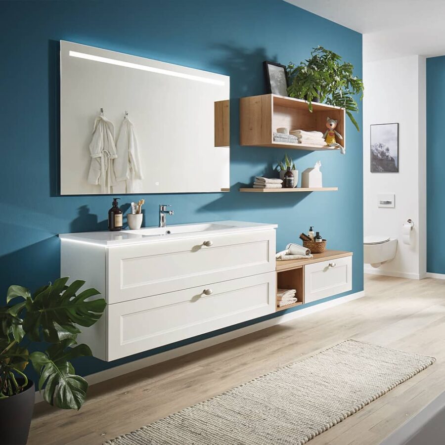 Classic design bathroom unit in off white colour.