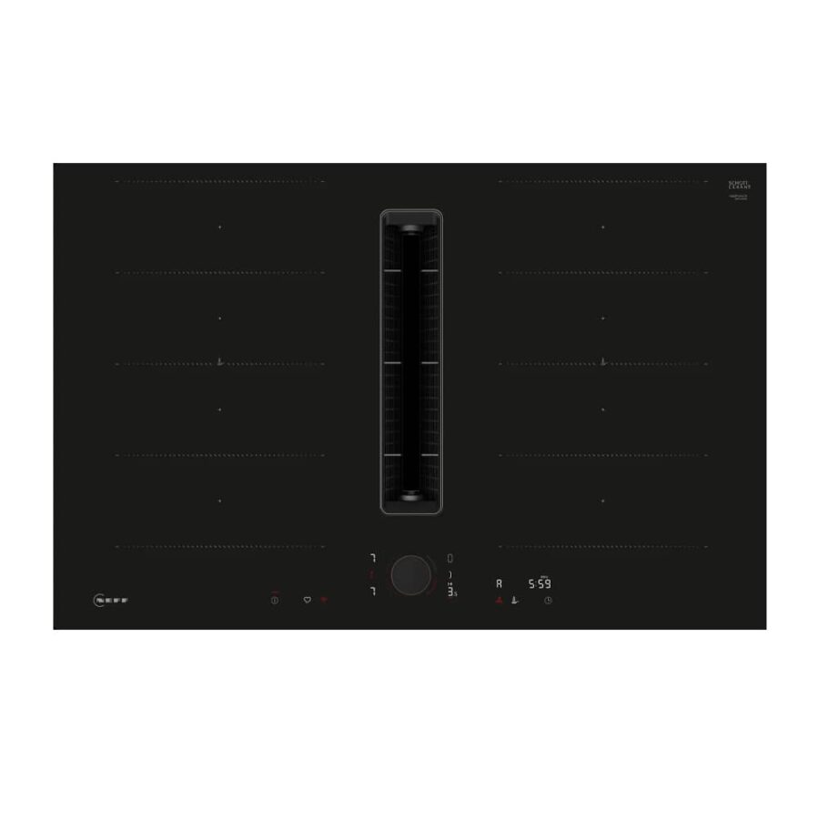 Induction hob with integrated ventilation system to serve as a two in one appliance.
