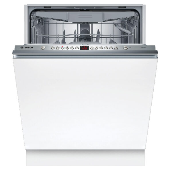 Fully-integrated 60 cm dishwasher with variable hinge, AquaStop water protection, height-adjustable baskets, and enhanced drying performance.