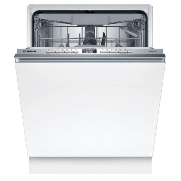 Fully-integrated 60 cm dishwasher with energy-efficient design, variable hinge, hygiene programs, and smart remote control functionality.