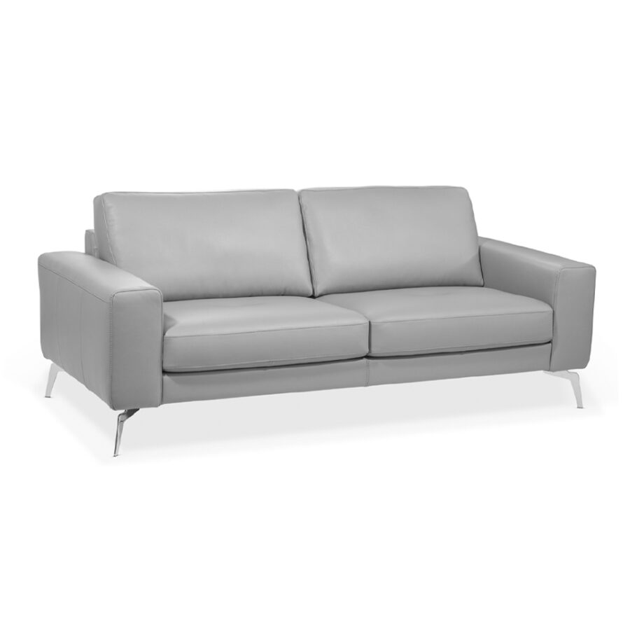 The Ingrid Sofa by Rosso Divani offers a modern design with chrome legs, available in 1, 2, or 3-seater configurations, in fabric or leather.