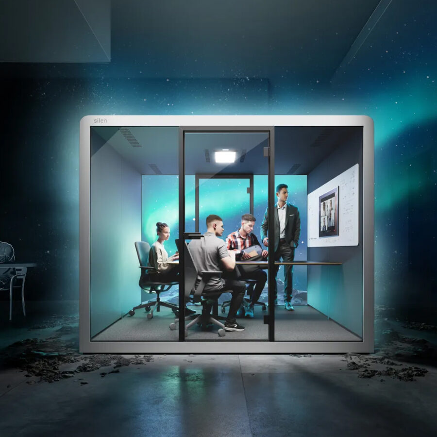 Space Max office pod with ergonomic design and customizable furnishings for teams