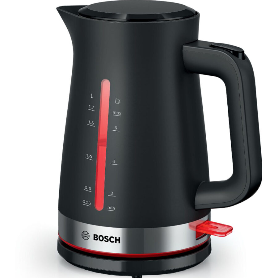 Bosch TWK4M223 black electric kettle with red LED indicator