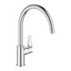 GROHE BauCurve 31536001 Single-Lever Kitchen Faucet in chrome finish with high spout and 360-degree swivel for modern kitchens