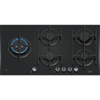 Neff T29RHS4S0 90cm gas hob with FlameSelect, hob-hood control, touch display, illuminated knobs, and cast iron pan supports