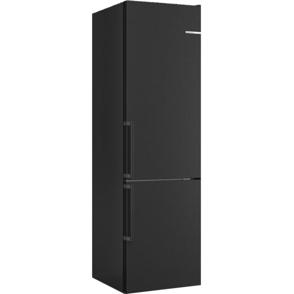 Bosch KGN39VXCT freestanding fridge freezer with VitaFresh drawers, LED lighting, and sleek stainless steel finish.