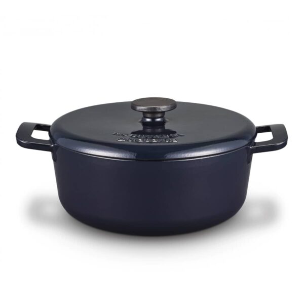 Brabantia Dutch Oven XL 28 cm in Night Blue with self-basting lid and enamel finish for flavourful family-size cooking