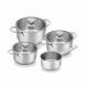Brabantia FUTURA cookware set with glass lids recycled stainless steel and heat resistant handles suitable for all hobs
