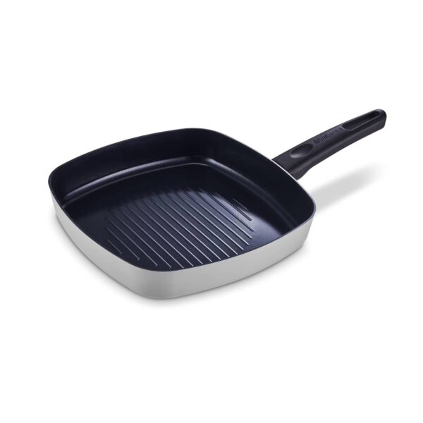 Brabantia Indu+ 28 cm grill pan in Cool Grey with ceramic non stick ridged surface and 3 year guarantee