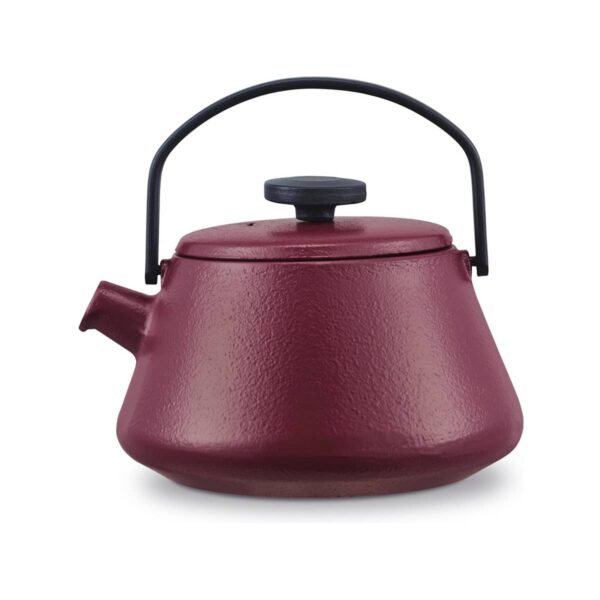 Brabantia T-Time 12 cm teapot in Aubergine Red with fine tea strainer, drip-free spout and foldable handle for compact storage