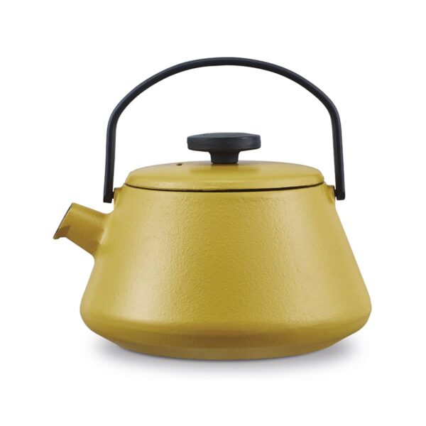 Brabantia T-Time 12 cm teapot in Mustard Yellow with fine tea strainer, drip-free spout and foldable handle for compact storage