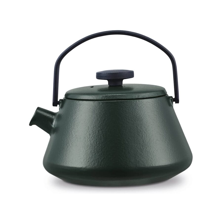 Brabantia T-Time 12 cm teapot in Pine Green with fine tea strainer, drip-free spout and foldable handle for compact storage