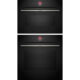 Bosch Series 8 Cooking Combo with HBG7341B1 Oven and CMG7241B1 Microwave Oven in seamless black glass with touch display.