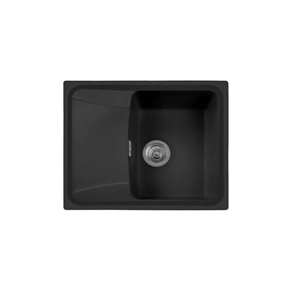 Reversible one-bowl sink with drainer, 615×500 mm, pre-drilled, with ARIAPURA antibacterial, easy-clean technology.