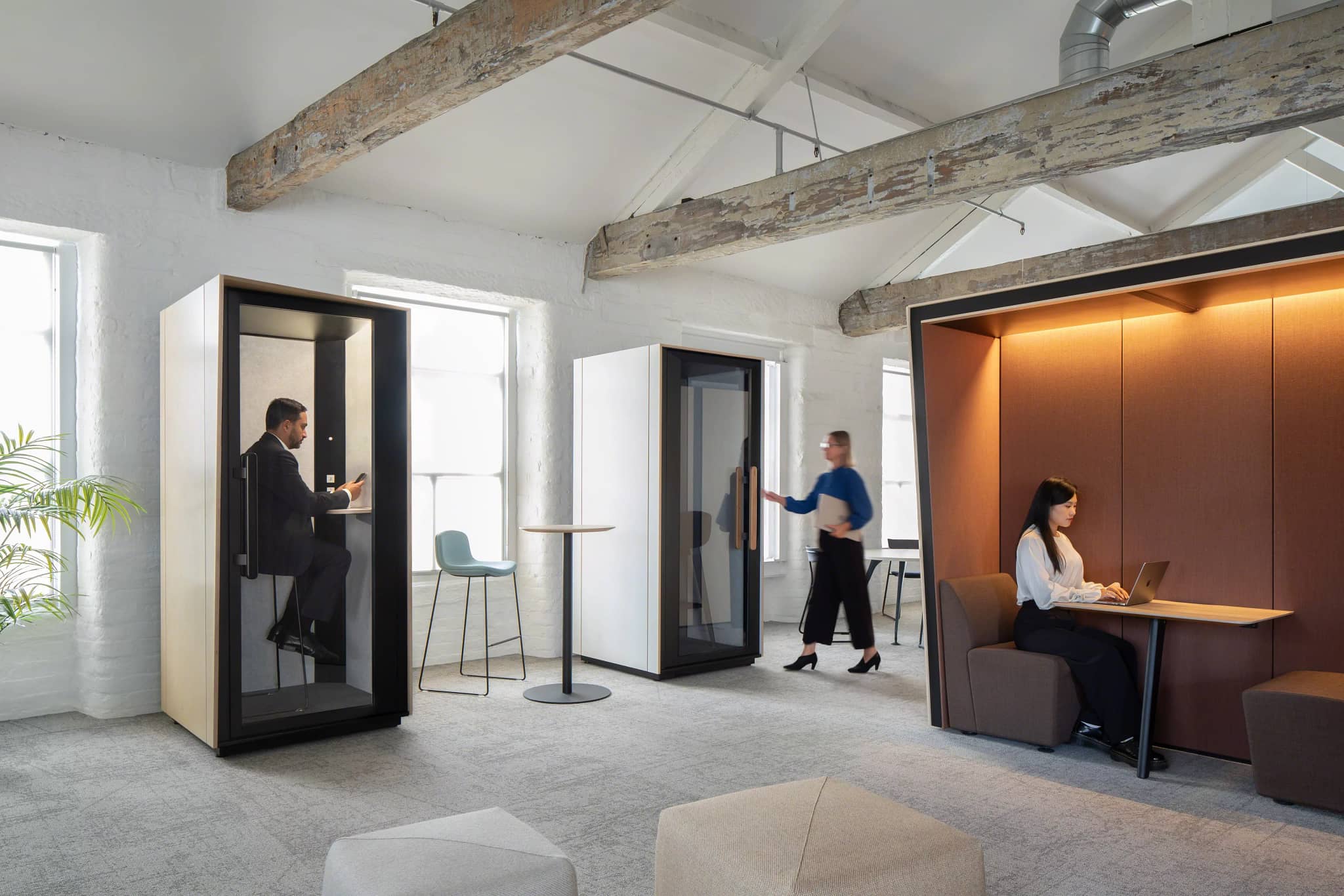 Phone booth in open space