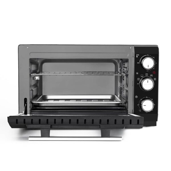 CASO TO 20 Electronic Oven with open door revealing empty interior and wire rack, studio shot.