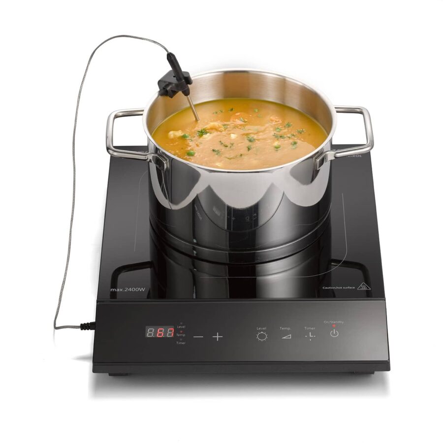 The TC 2400 ThermoControl offers precision cooking with a smart thermometer and sleek all-glass design.