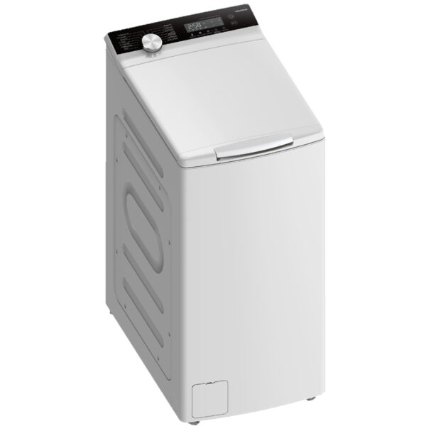 Isometric view of Sangiorgio ST8013AD 8 kg top-loading washing machine on white background.
