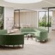 Modular Green Semi-circle sofa configuration for modular seating.