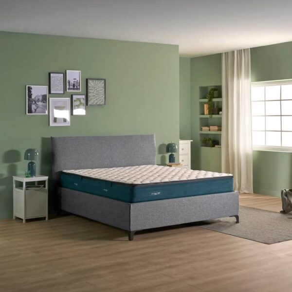 Dorelan Gryphon Mattress on grey storage bed