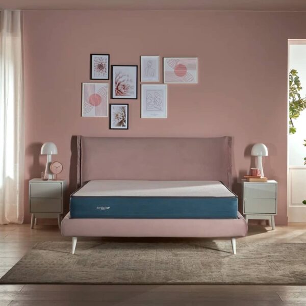 Dorelan 25cm Mattress on dirty pink bed