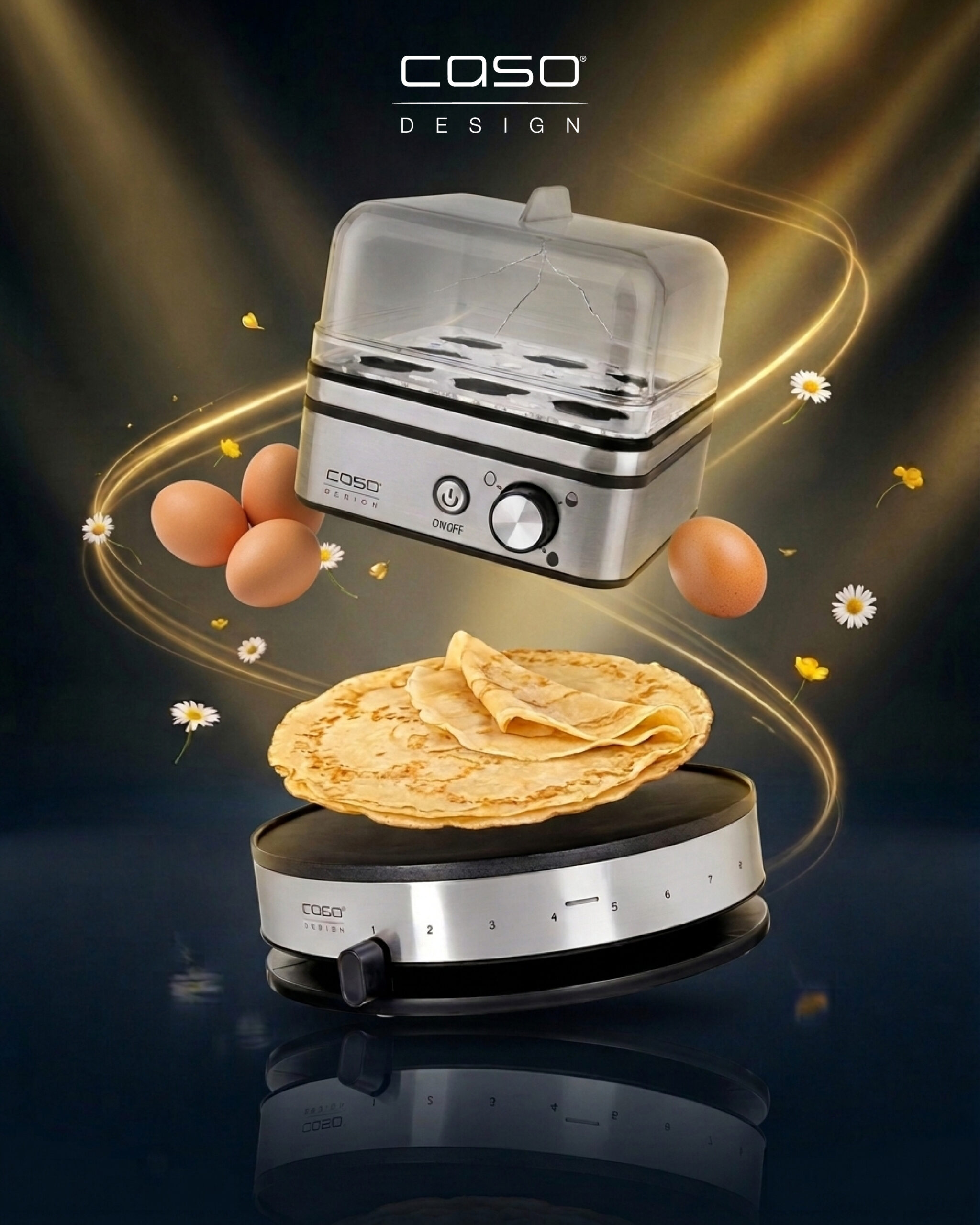 Caso crepe maker 2930 and egg boiler 2771 breakfast duo set for quick and easy homemade breakfasts