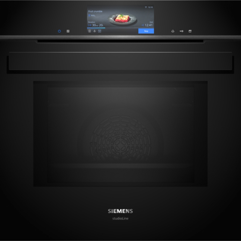 Siemens HN978GMB1 built-in combination oven with microwave and steam function, black glass finish and TFT touchscreen display