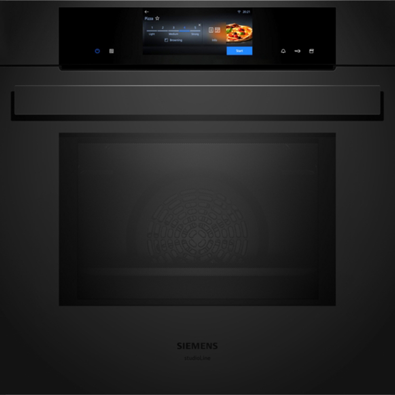 Built-in Siemens iQ700 combi oven with microwave and steam function, finished in matte black