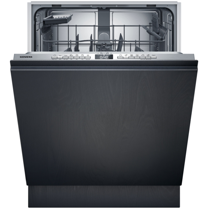 Siemens SN73HX04TE fully integrated dishwasher shown on a white background with a sleek built-in design and concealed control panel.